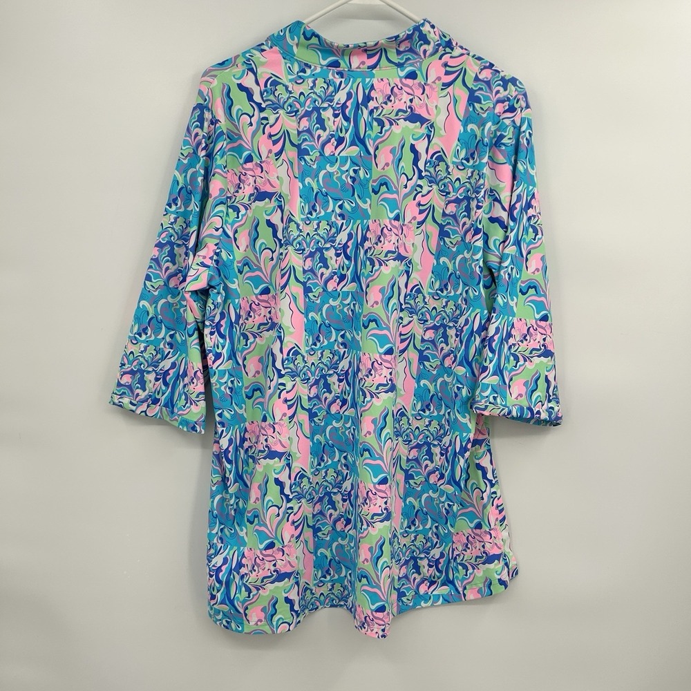 Lulu-B Womens Resortwear Tunic Top Size XL Preppy Coastal UPF 50+ Travel #5163 - Picture 8 of 9